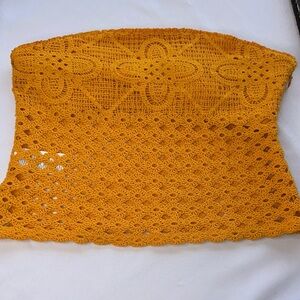 J. Crew Mustard Crochet Tube Top